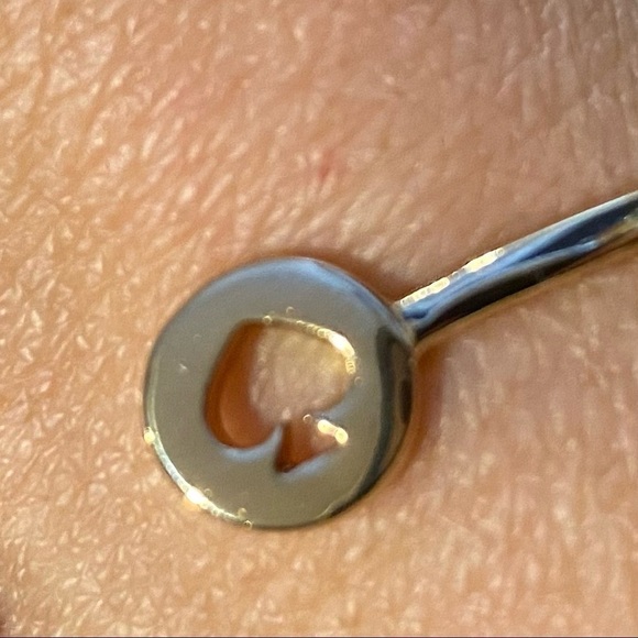 Kate Spade Signature Hinged Cuff Bracelet Spade Logo Cut Out Clear Stone Dot EUC - Picture 6 of 9